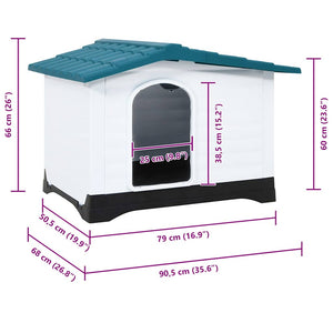 Hundehütte Blau 90,5x68x66 cm Polypropylen