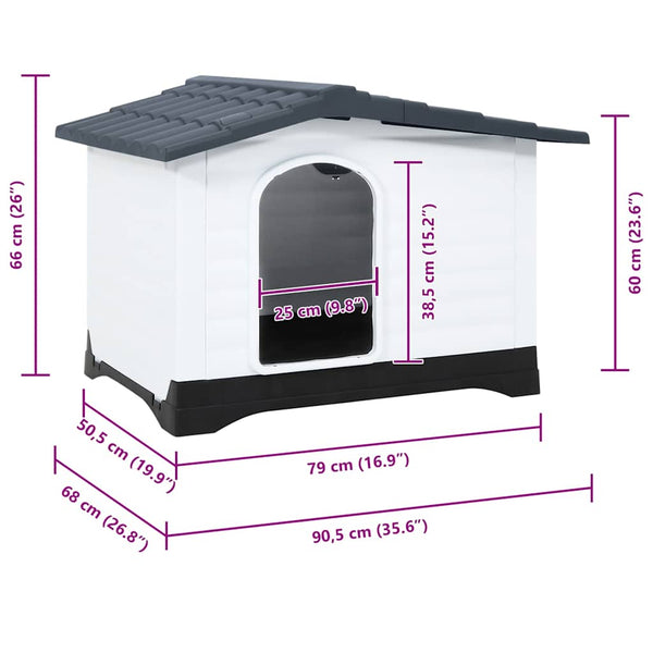 Hundehütte Grau 90,5 x 68 x 66 cm Polypropylen