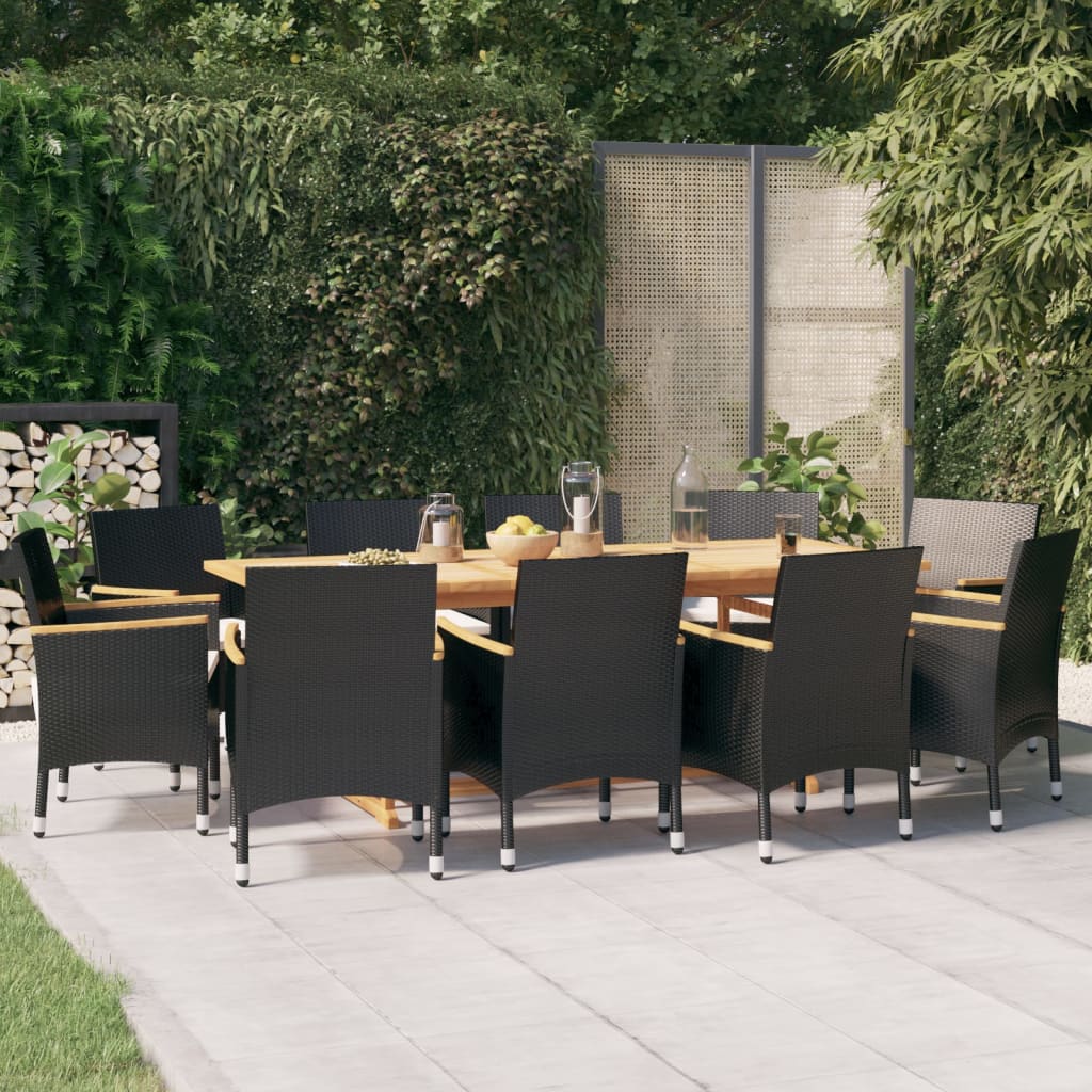 11-tlg. Garten-Essgruppe mit Kissen Schwarz