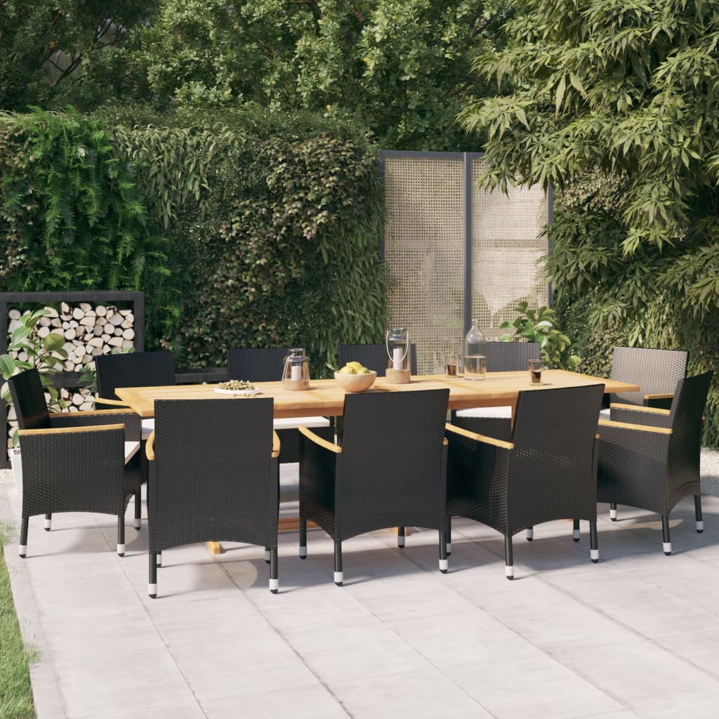 11-tlg. Garten-Essgruppe mit Kissen Schwarz