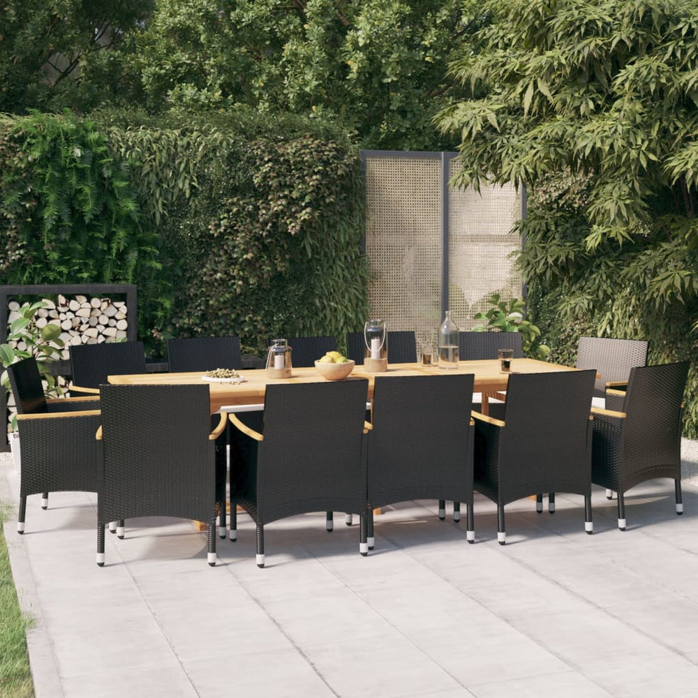 13-tlg. Garten-Essgruppe mit Kissen Schwarz