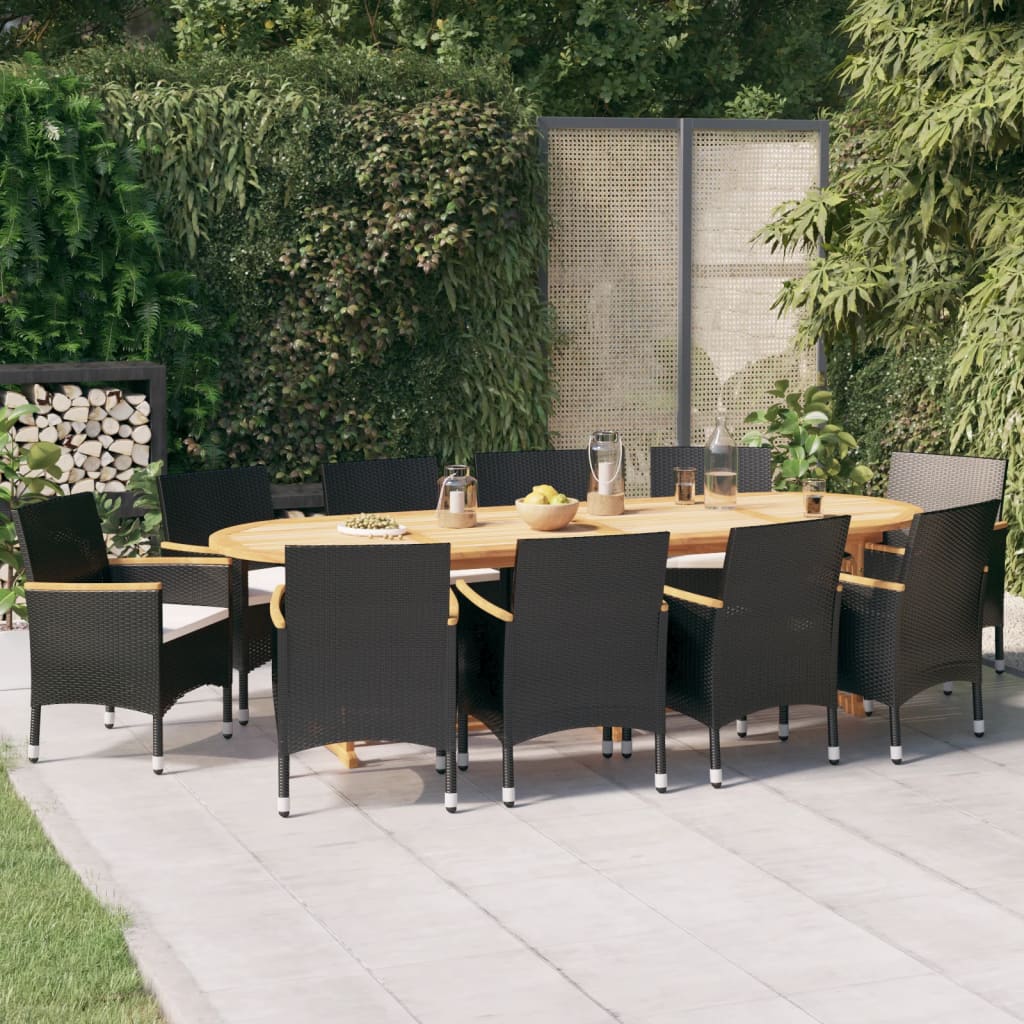11-tlg. Garten-Essgruppe mit Kissen Schwarz