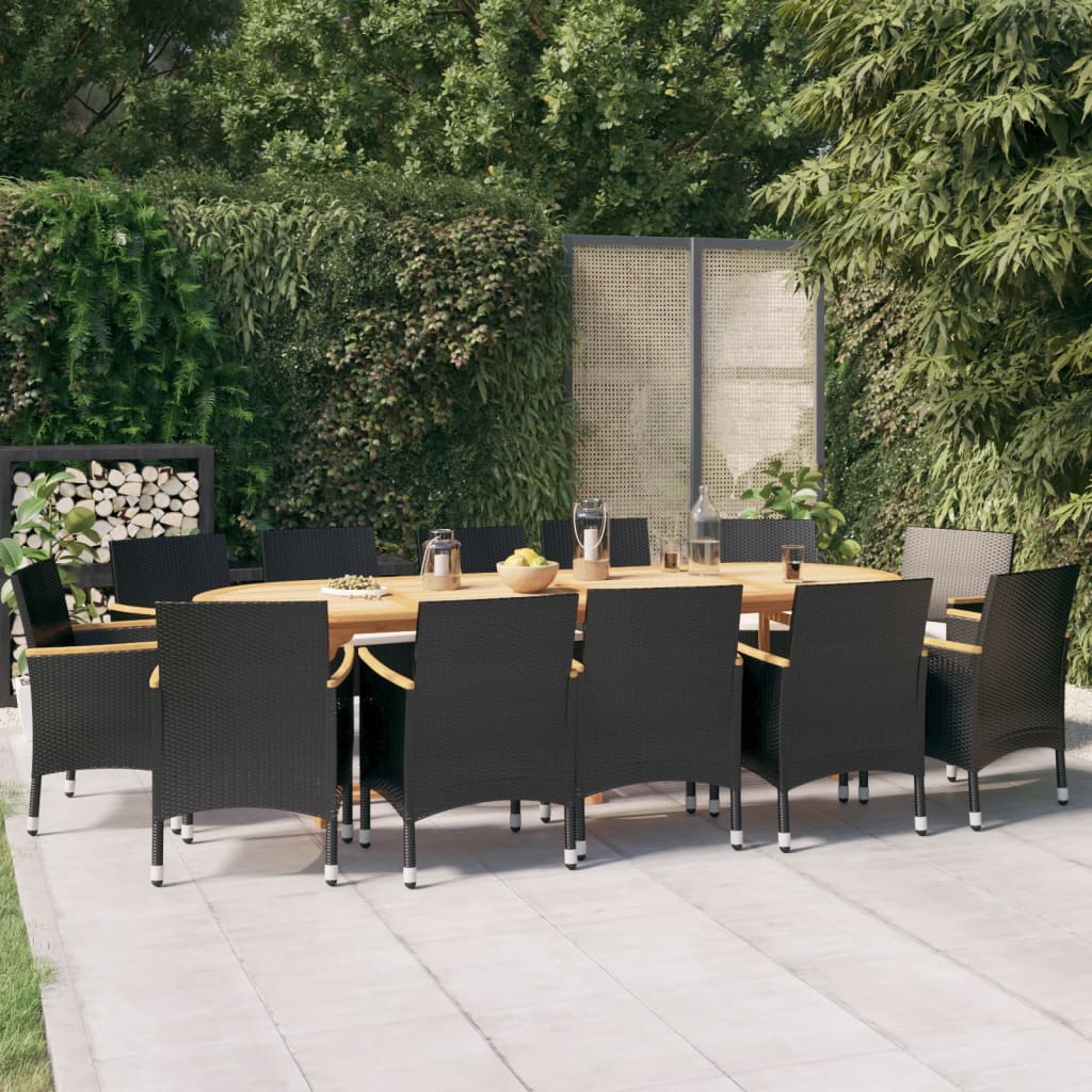 13-tlg. Garten-Essgruppe mit Kissen Schwarz