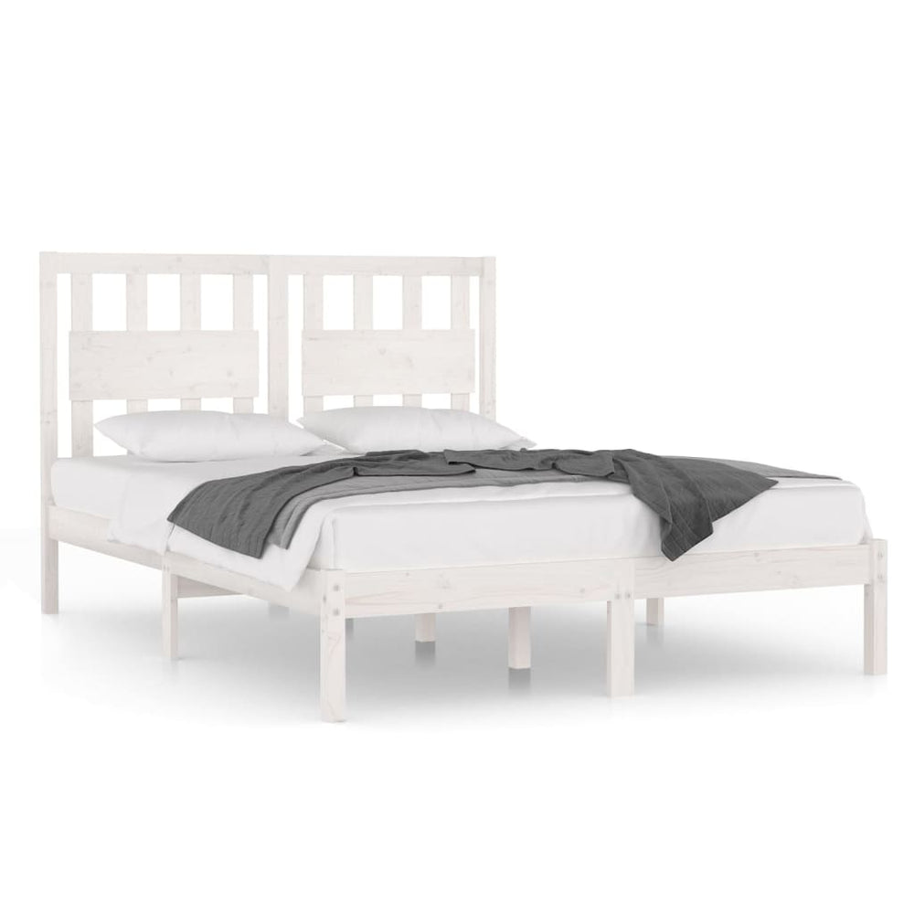 vidaXL Lit en bois massif blanc pin 140x190 cm