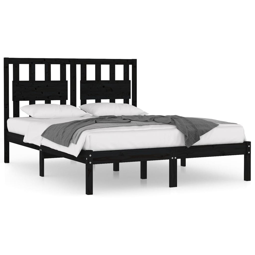 vidaXL Lit en bois massif noir pin 140x190 cm