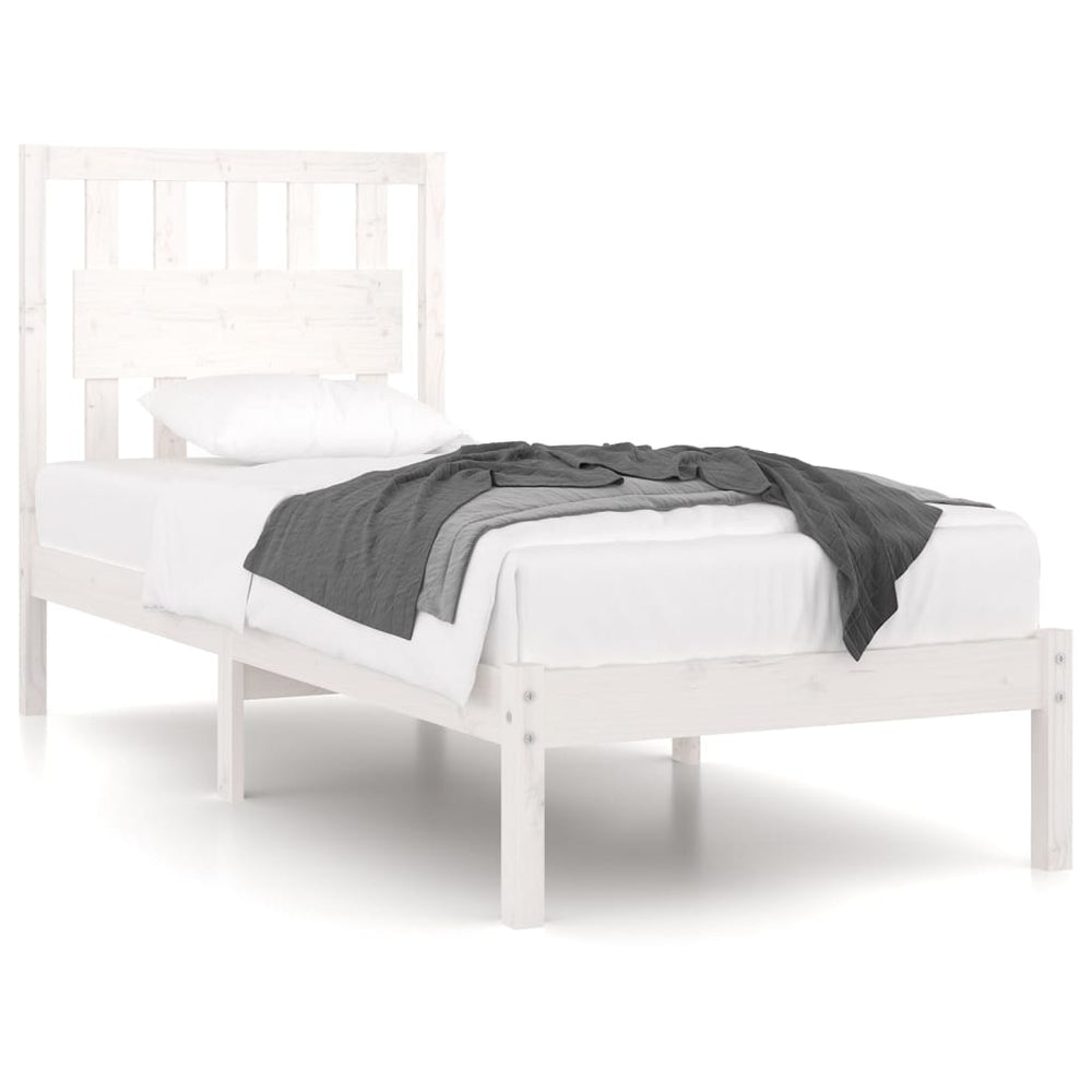 vidaXL Lit en bois massif blanc pin 90x200 cm