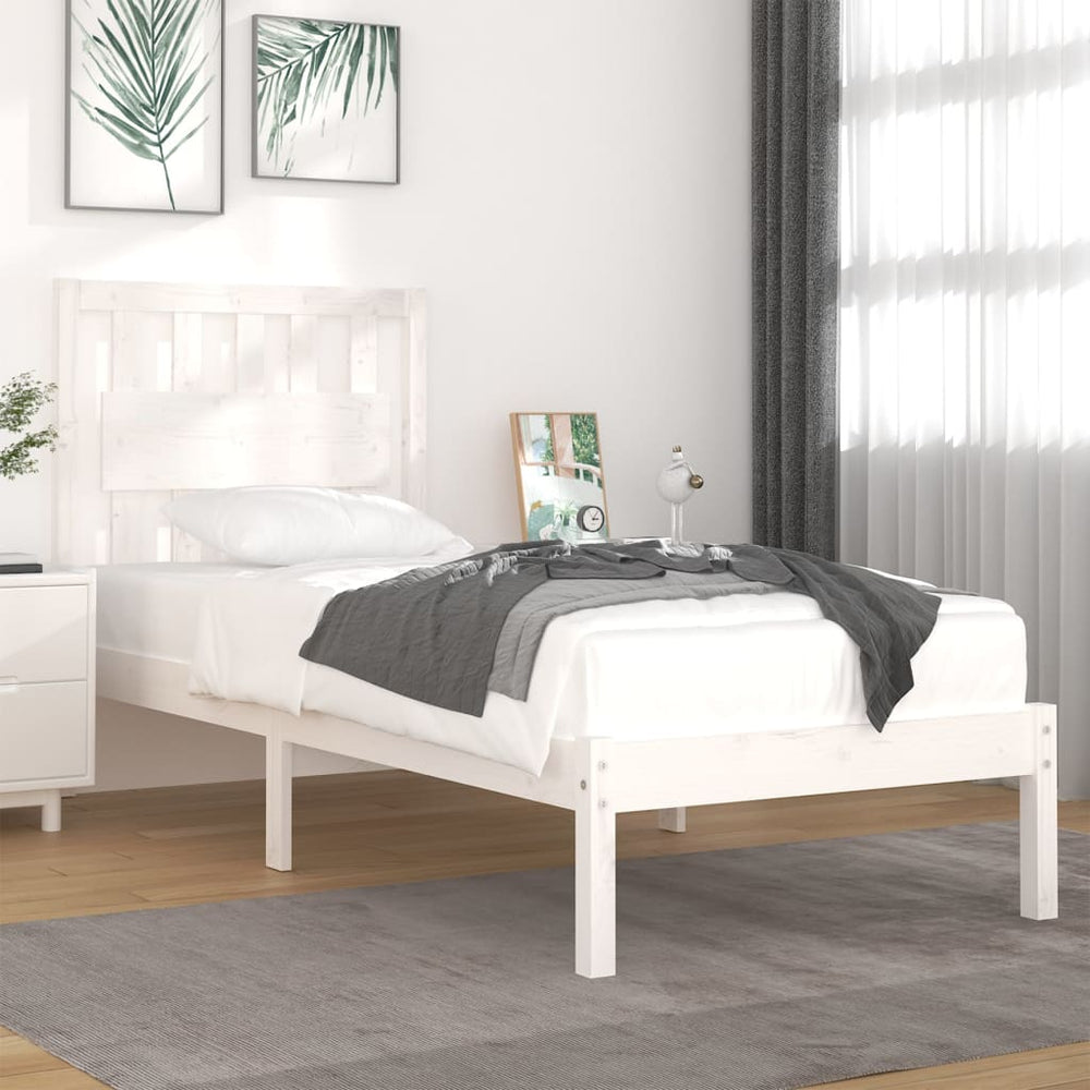 vidaXL Lit en bois massif blanc pin 90x200 cm