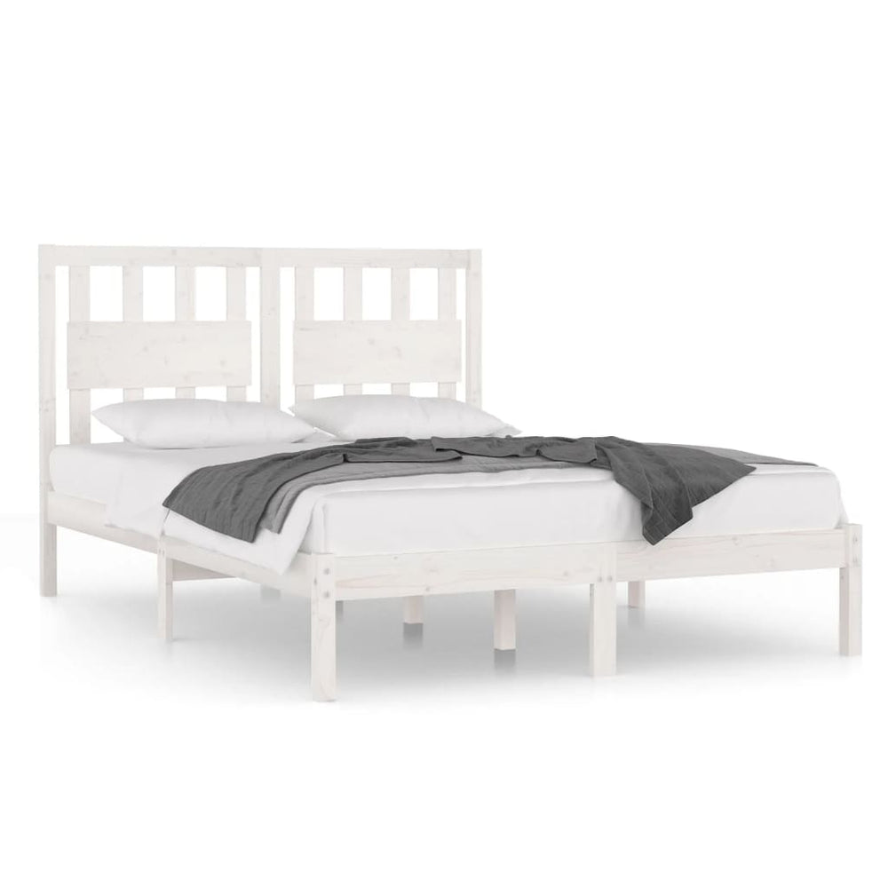 vidaXL Lit en bois massif blanc pin 120x200 cm