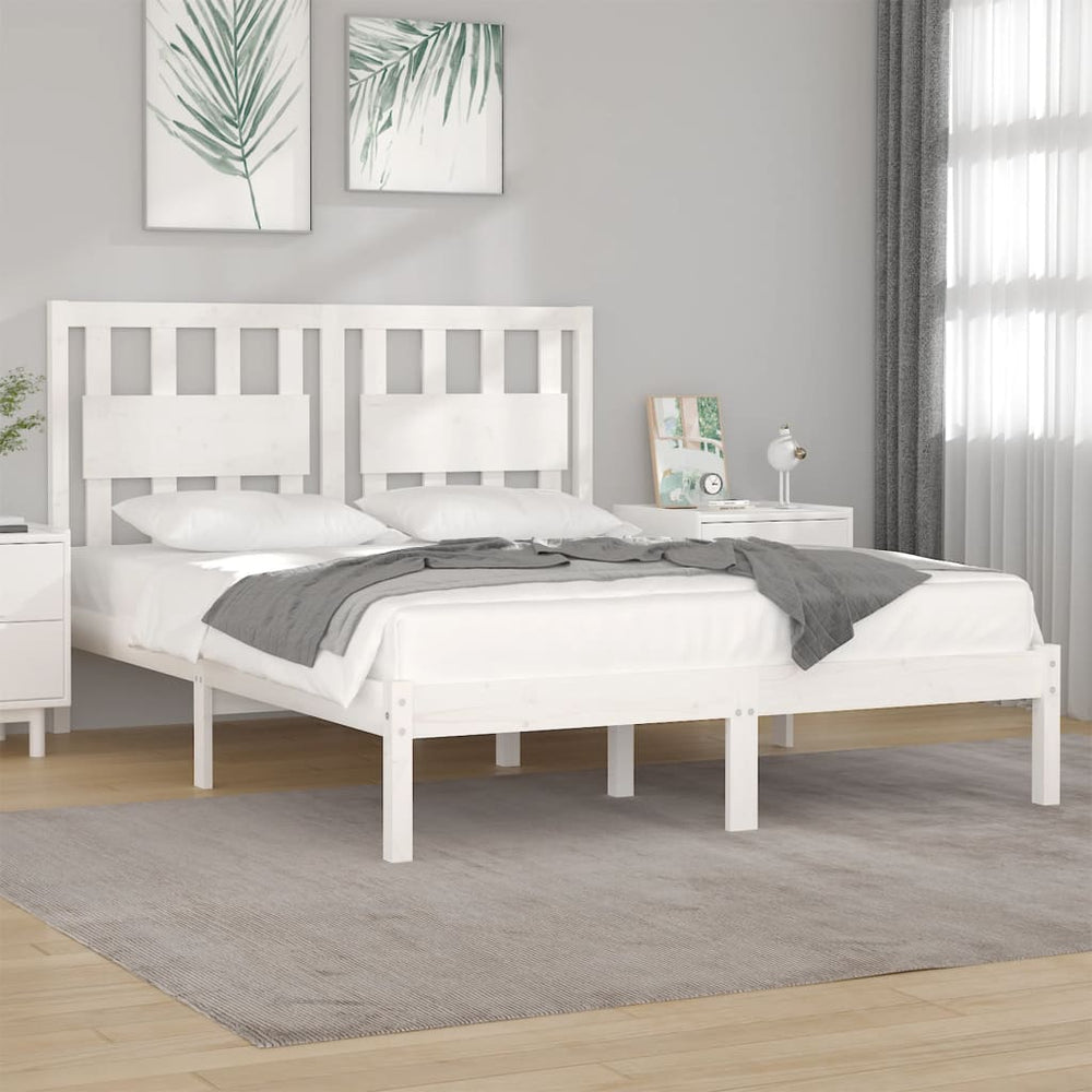 vidaXL Lit en bois massif blanc pin 160x200 cm