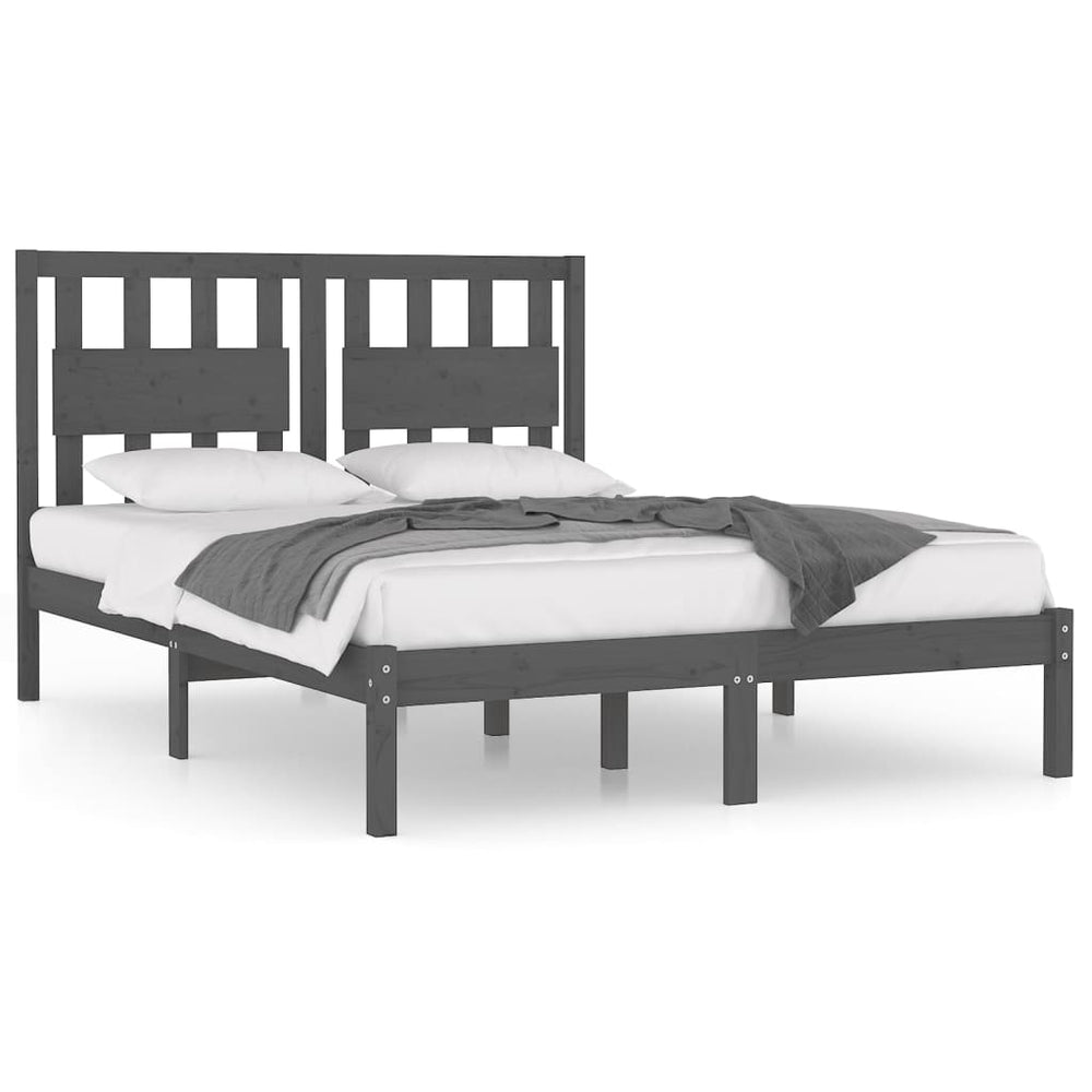 vidaXL Lit en bois massif gris pin 200x200 cm