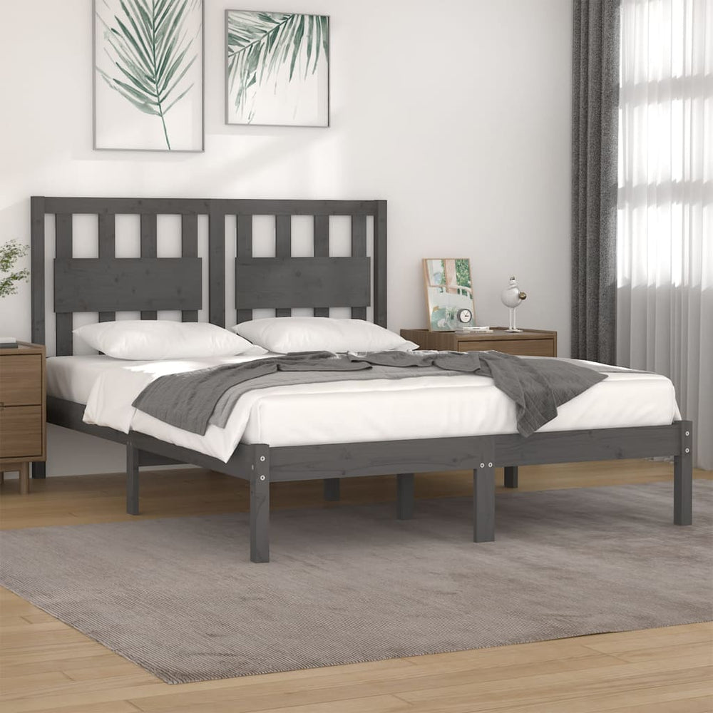 vidaXL Lit en bois massif gris pin 200x200 cm