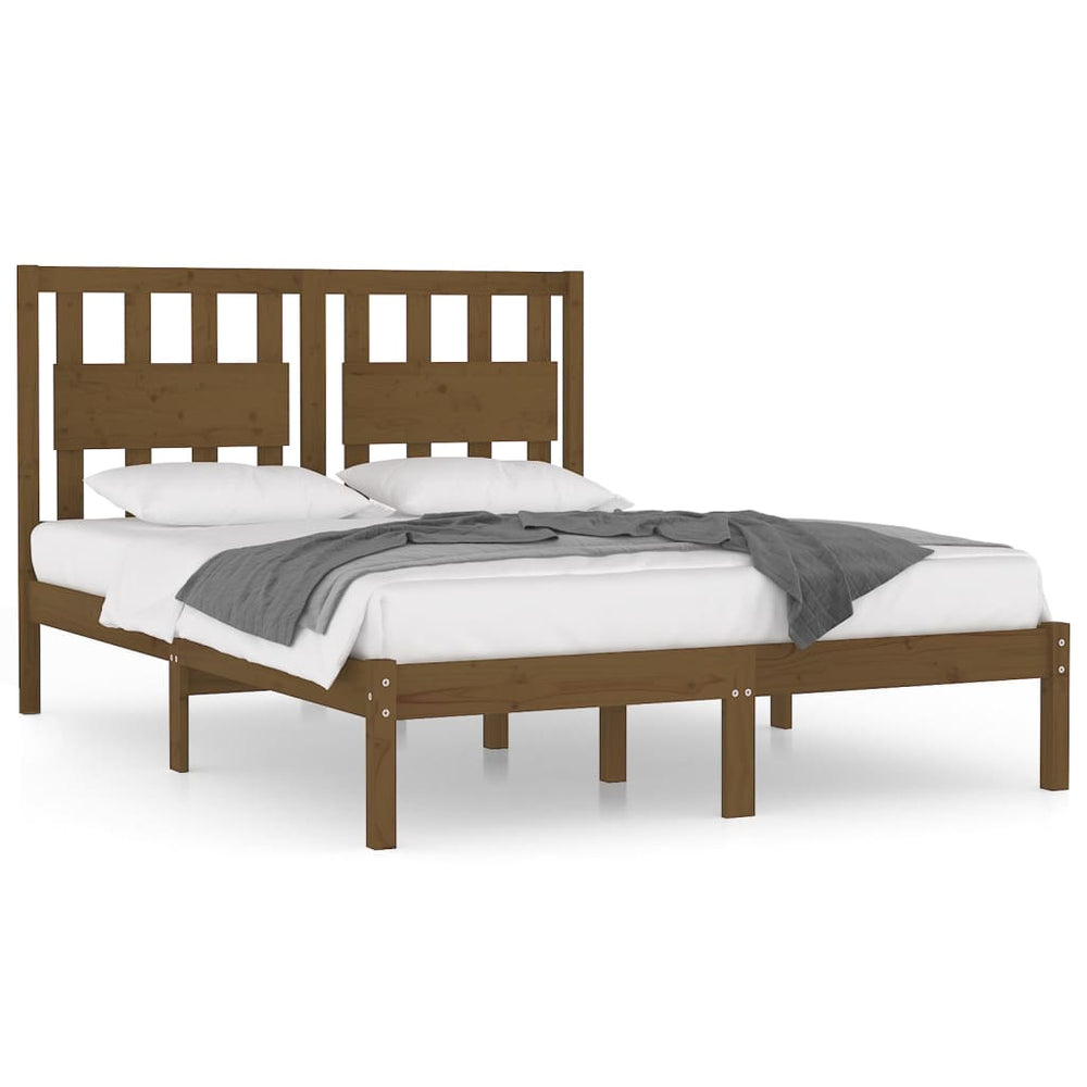 vidaXL Lit en bois massif marron miel pin 200x200 cm