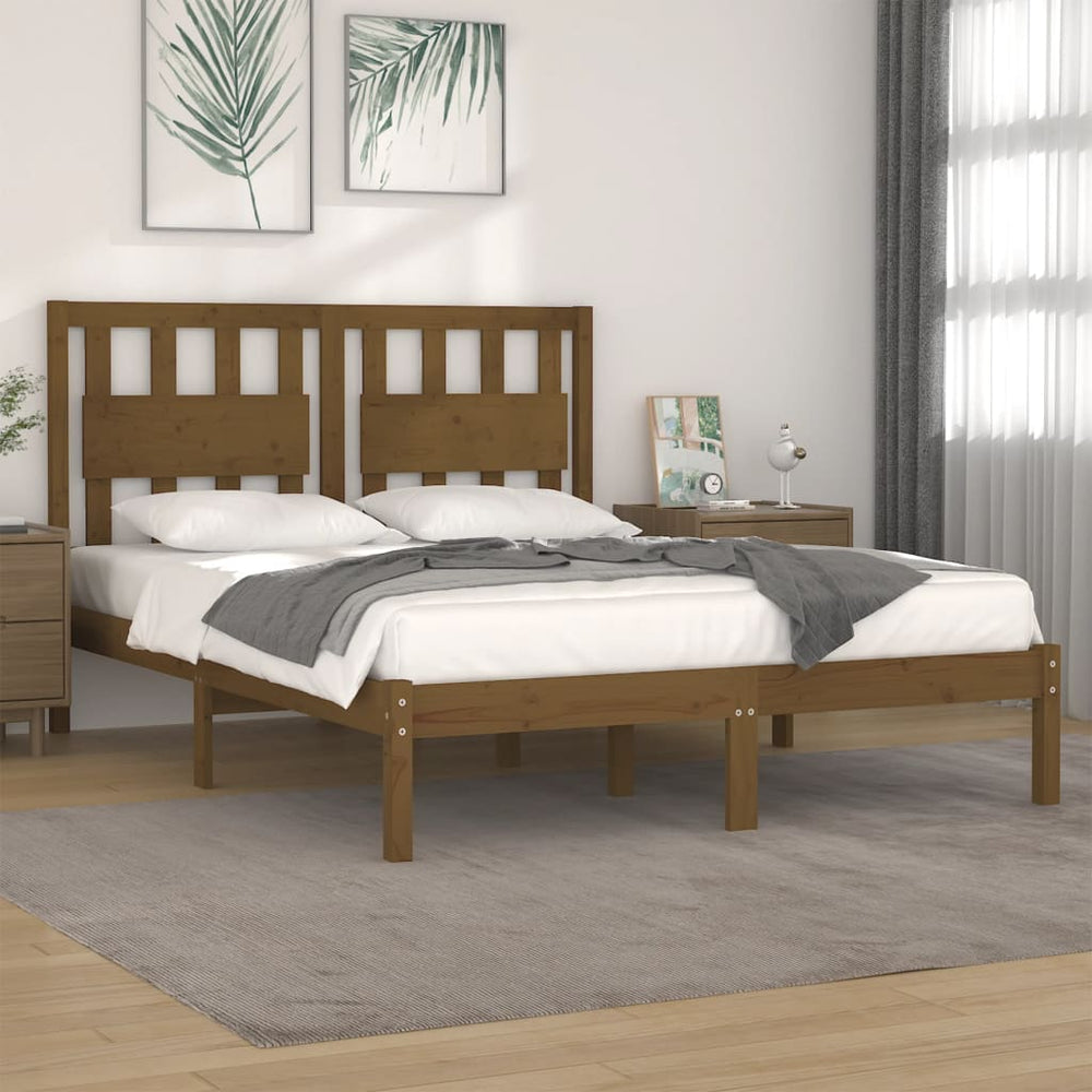 vidaXL Lit en bois massif marron miel pin 200x200 cm