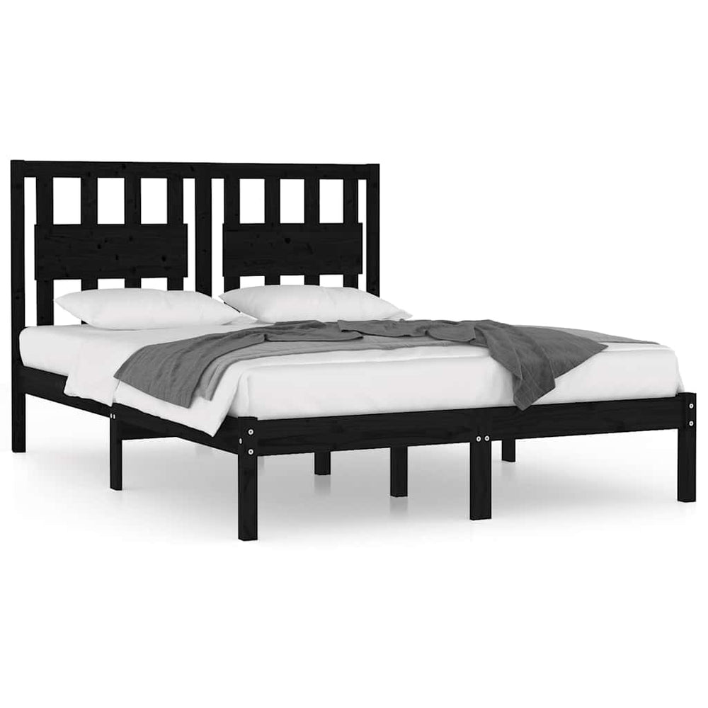 vidaXL Lit en bois massif noir pin 200x200 cm