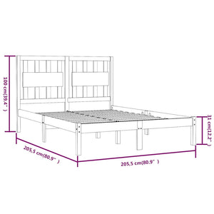 Massivholzbett Schwarz Kiefer 200x200 cm