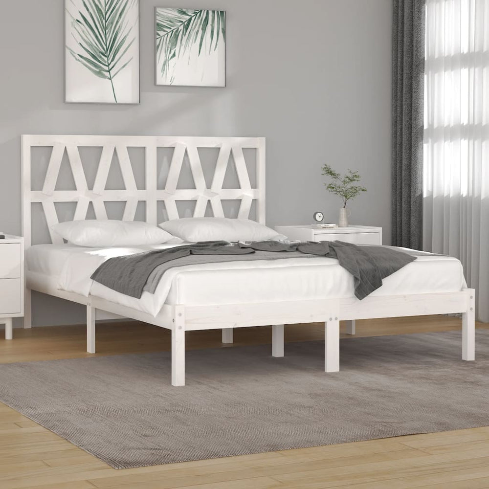 vidaXL Lit en bois massif blanc pin 120x190 cm