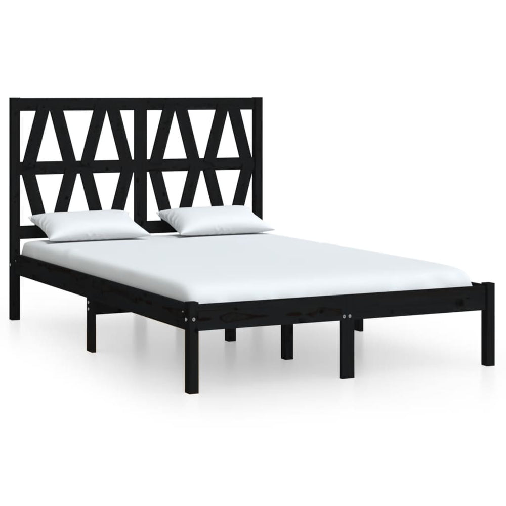 vidaXL Lit en bois massif noir pin 140x190 cm