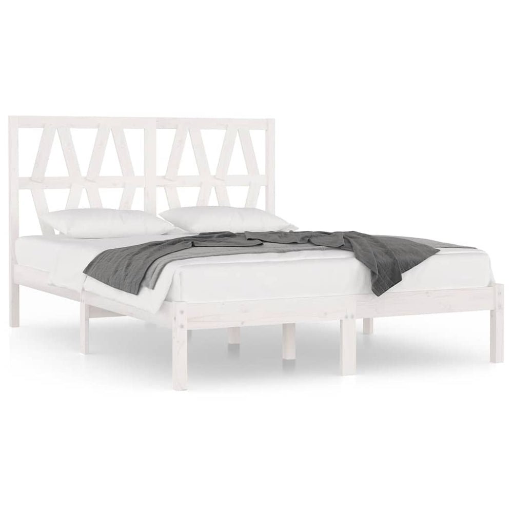 vidaXL Lit en bois massif blanc pin 120x200 cm