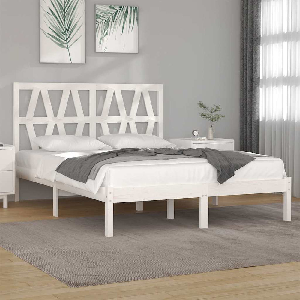 vidaXL Lit en bois massif blanc pin 120x200 cm