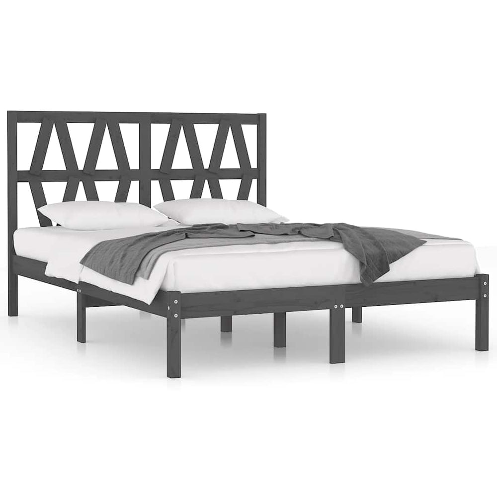 vidaXL Lit en bois massif gris pin 200x200 cm