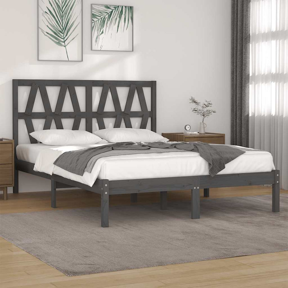 vidaXL Lit en bois massif gris pin 200x200 cm