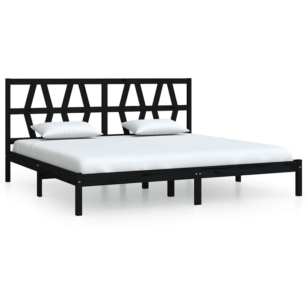 vidaXL Lit en bois massif noir pin 200x200 cm