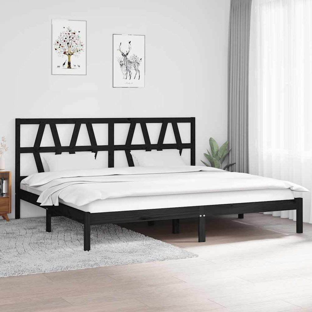 vidaXL Lit en bois massif noir pin 200x200 cm