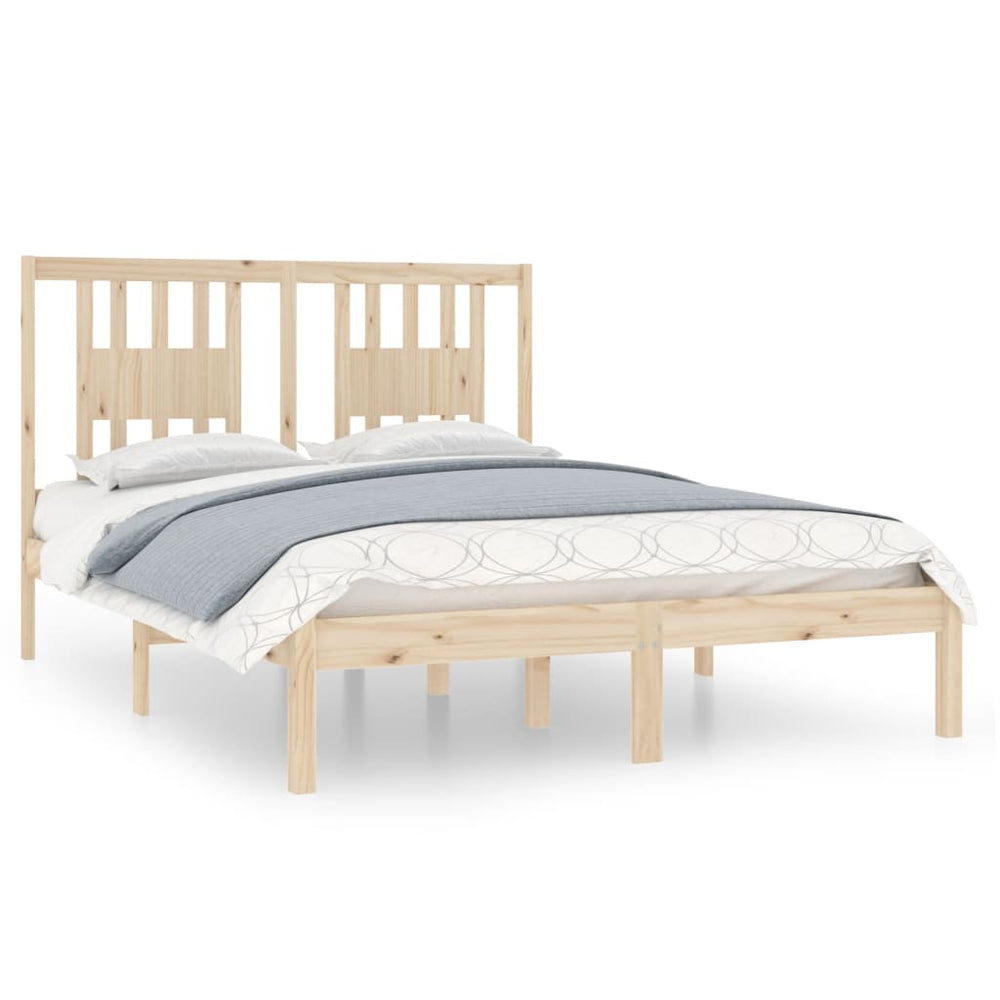vidaXL Lit en bois massif 135x190 cm