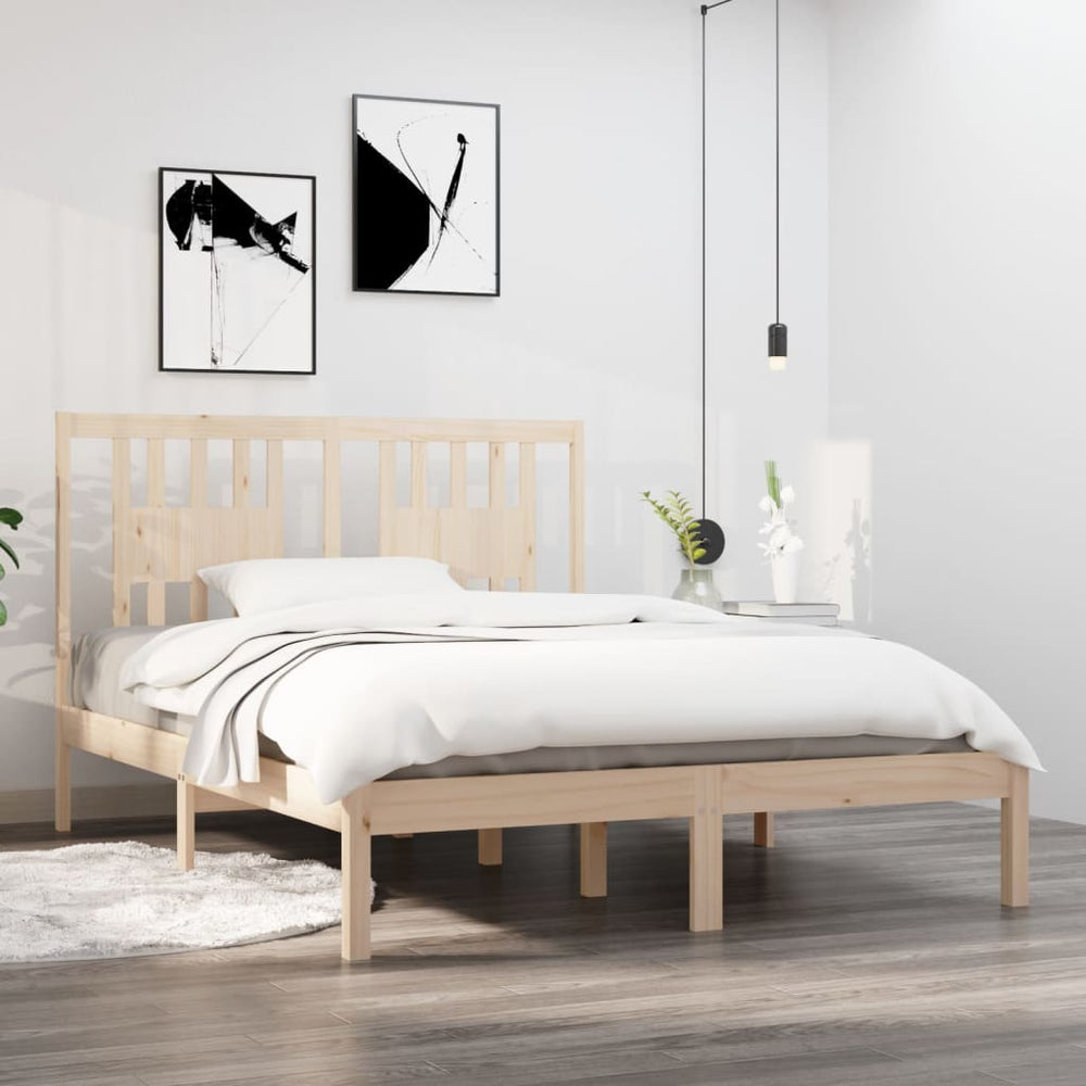 vidaXL Lit en bois massif 135x190 cm