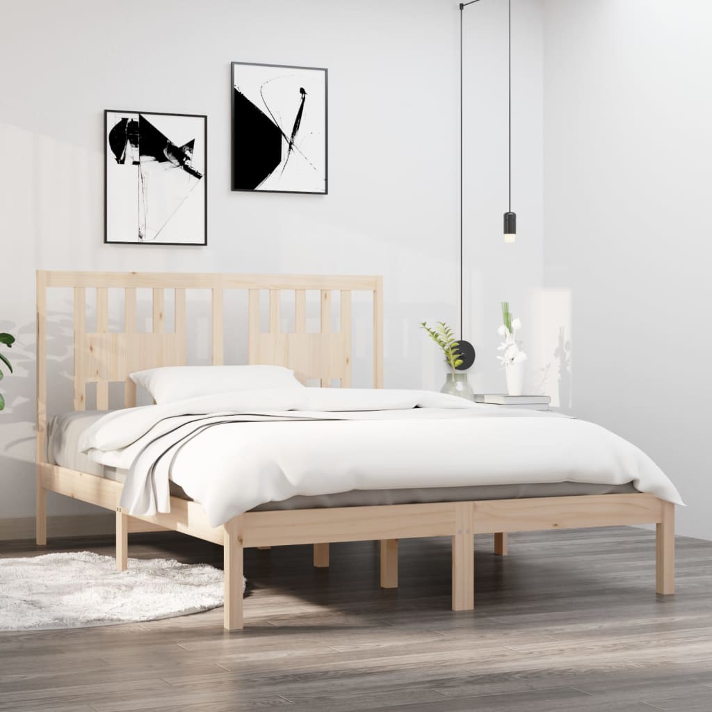 vidaXL Solid Wood Bed 135x190 cm