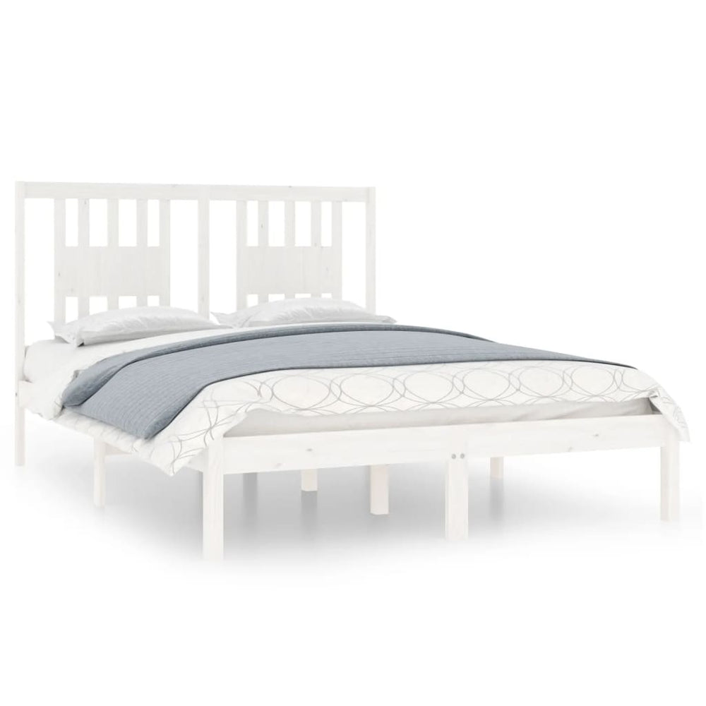 vidaXL Lit en bois massif blanc pin 140x190 cm