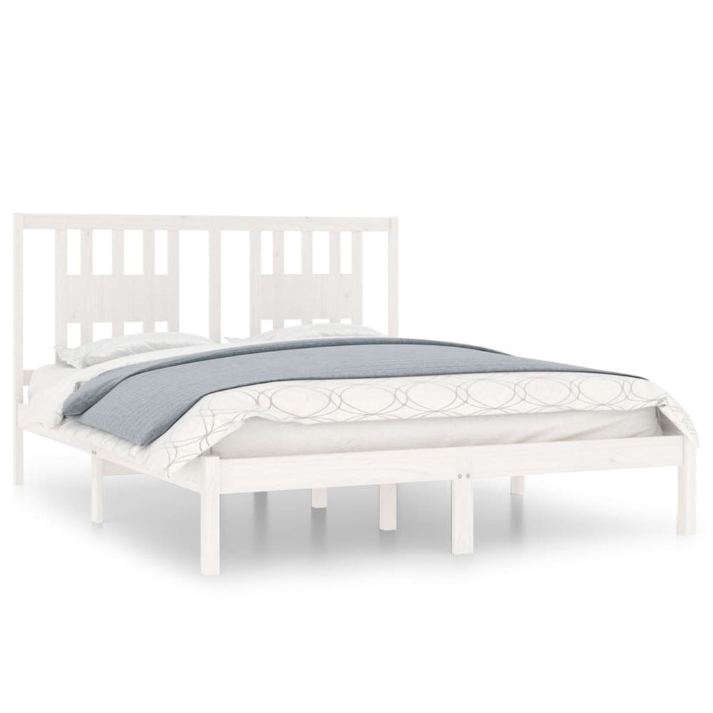 vidaXL Lit en bois massif blanc pin 140x200 cm
