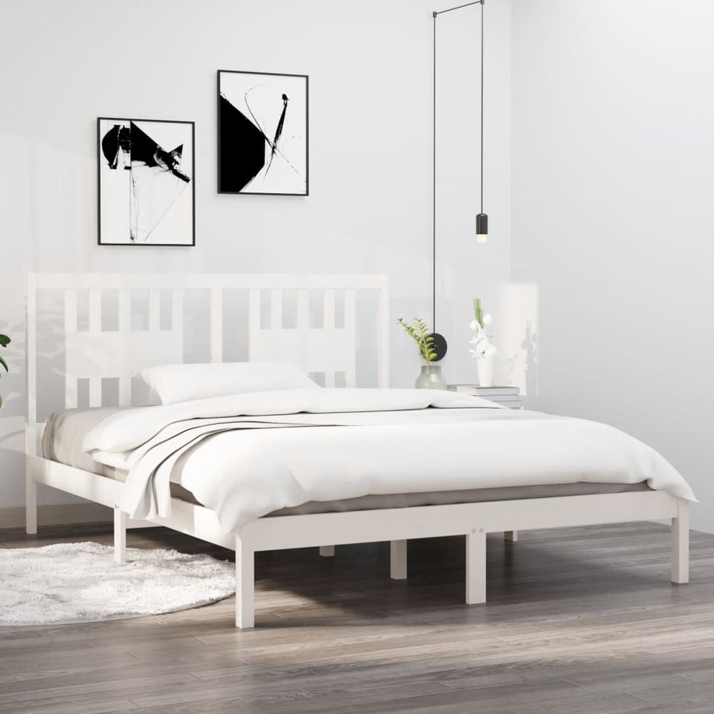 vidaXL Lit en bois massif blanc pin 140x200 cm