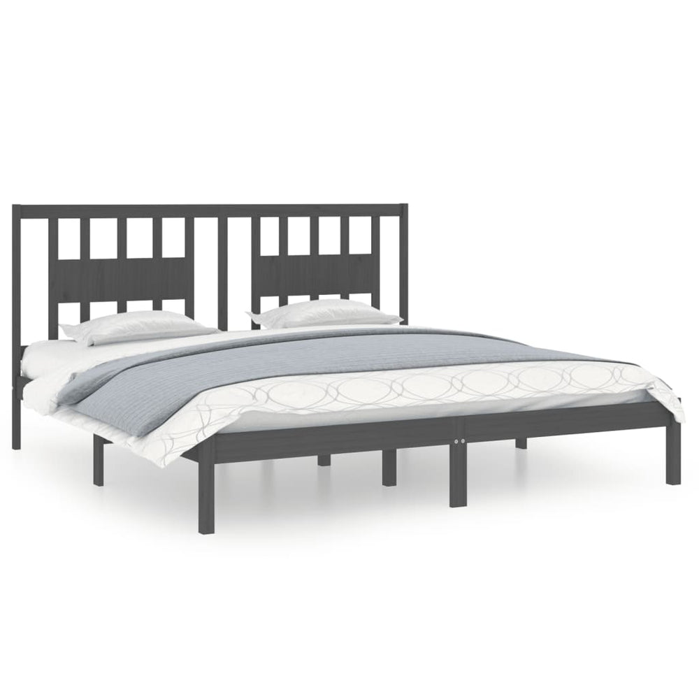 vidaXL Lit en bois massif gris pin 200x200 cm