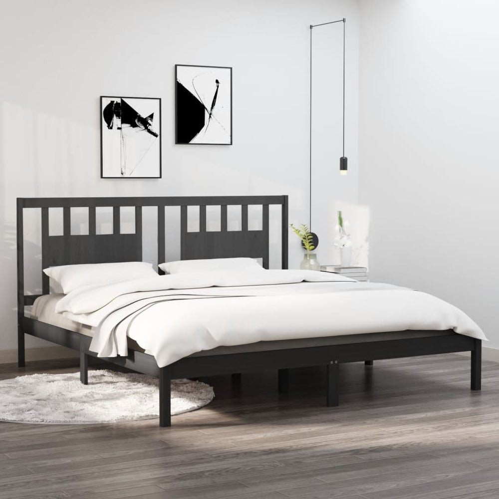 vidaXL Lit en bois massif gris pin 200x200 cm