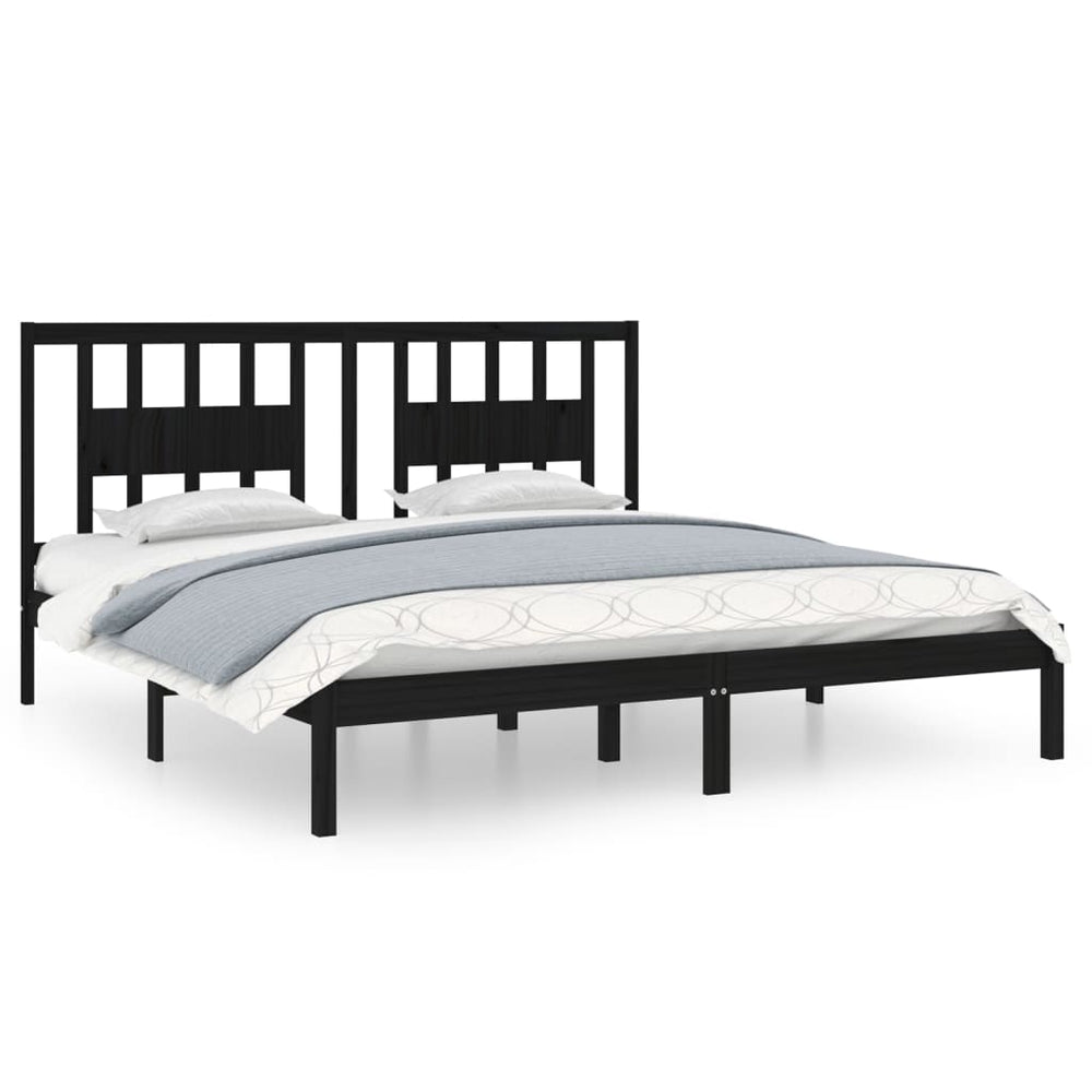 vidaXL Lit en bois massif noir pin 200x200 cm