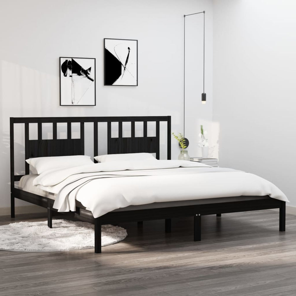 vidaXL Lit en bois massif noir pin 200x200 cm
