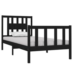vidaXL Lit en bois massif noir 90x190 cm