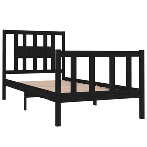 vidaXL Lit en bois massif noir 90x190 cm