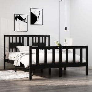 Massivholzbett Schwarz 135x190 cm