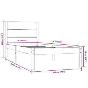 vidaXL Lit en bois massif 90x190 cm