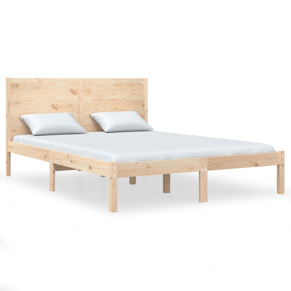 vidaXL Lit en bois massif 135x190 cm