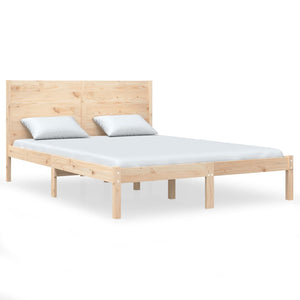 vidaXL Lit en bois massif 135x190 cm