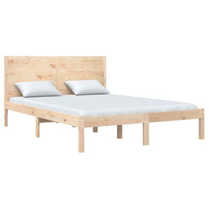 vidaXL Lit en bois massif 135x190 cm