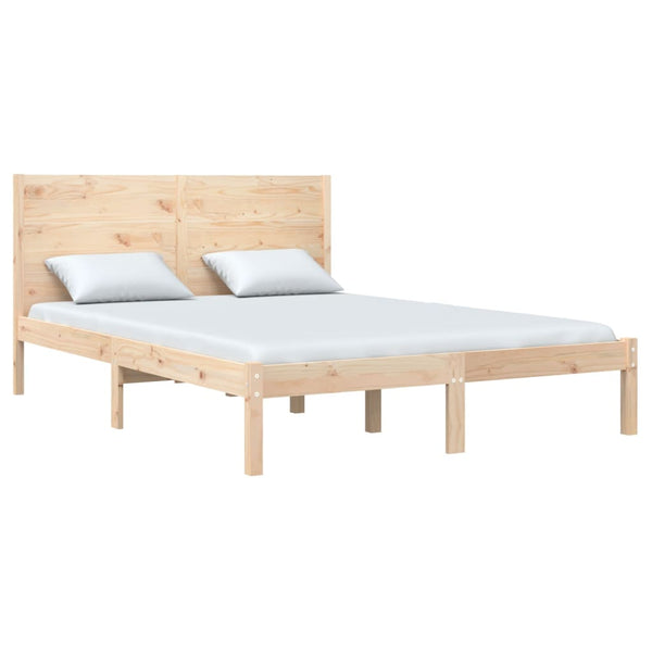 vidaXL Lit en bois massif 135x190 cm