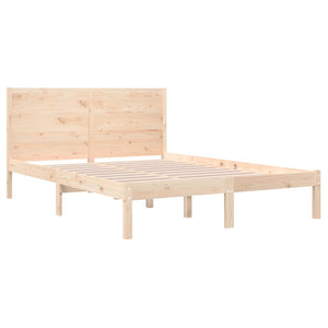 vidaXL Lit en bois massif 135x190 cm
