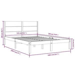 vidaXL Lit en bois massif 135x190 cm