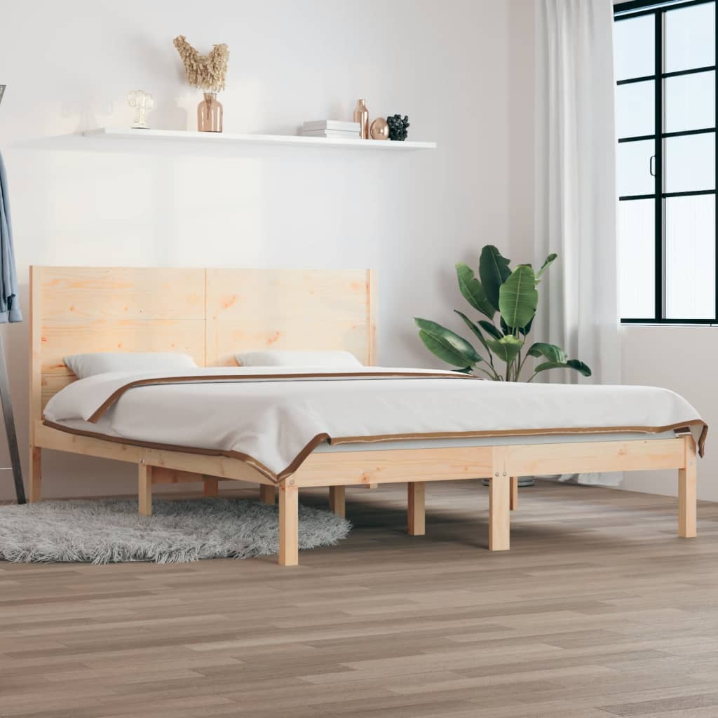 vidaXL Lit en bois massif 135x190 cm