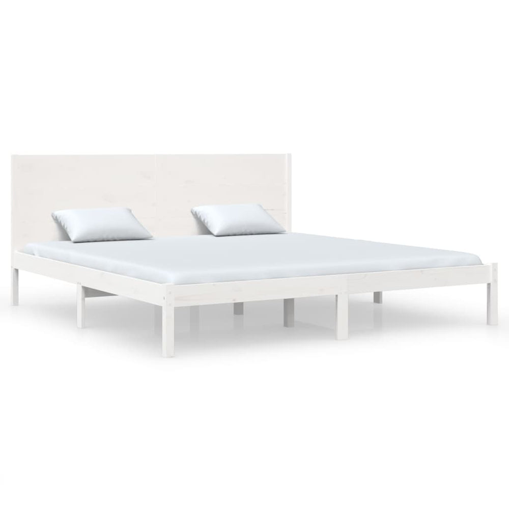 vidaXL Lit en bois massif blanc 180x200 cm