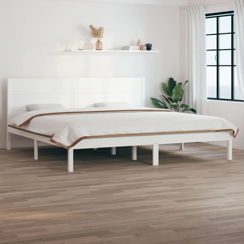 vidaXL Lit en bois massif blanc 180x200 cm